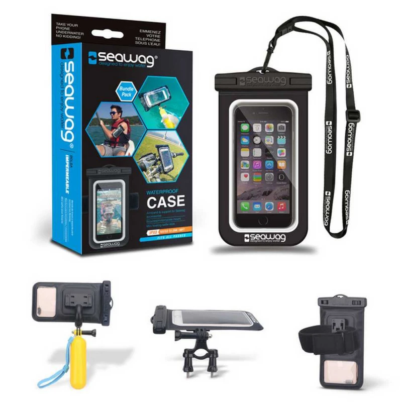 KIT COMPLET POCHETTE ETANCHE SMARTPHONE SEAWAG NOIRE NOIR/BLEU – Image 2