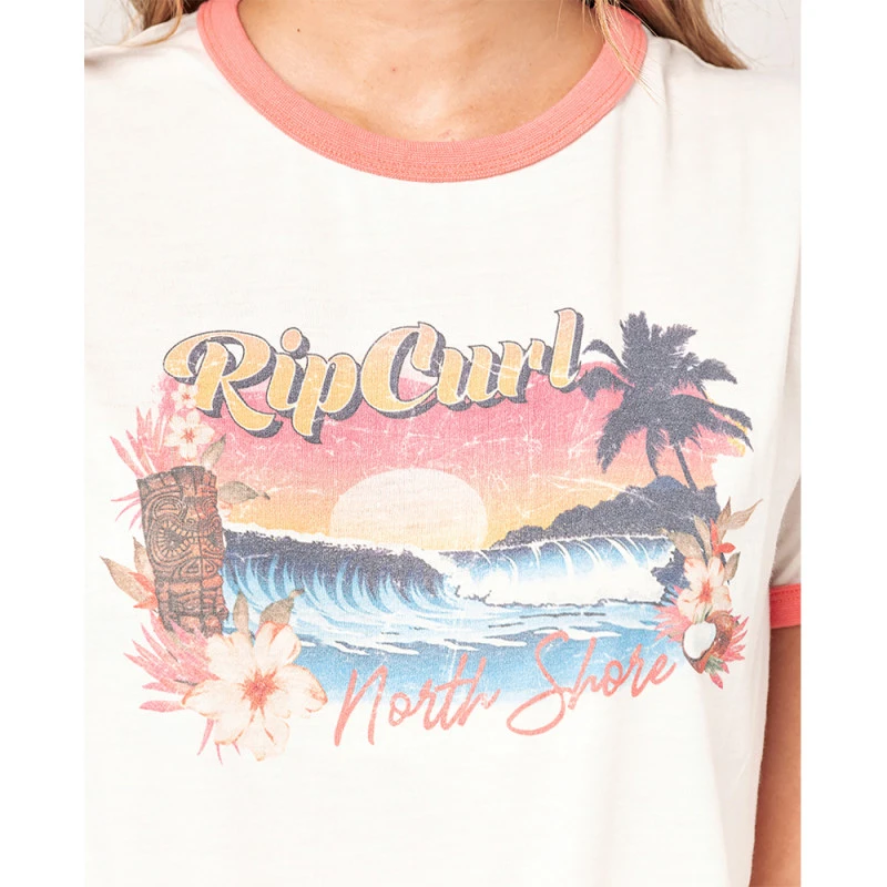 T-SHIRT RIP CURL TIKI RINGER BEIGE FEMME – Image 5