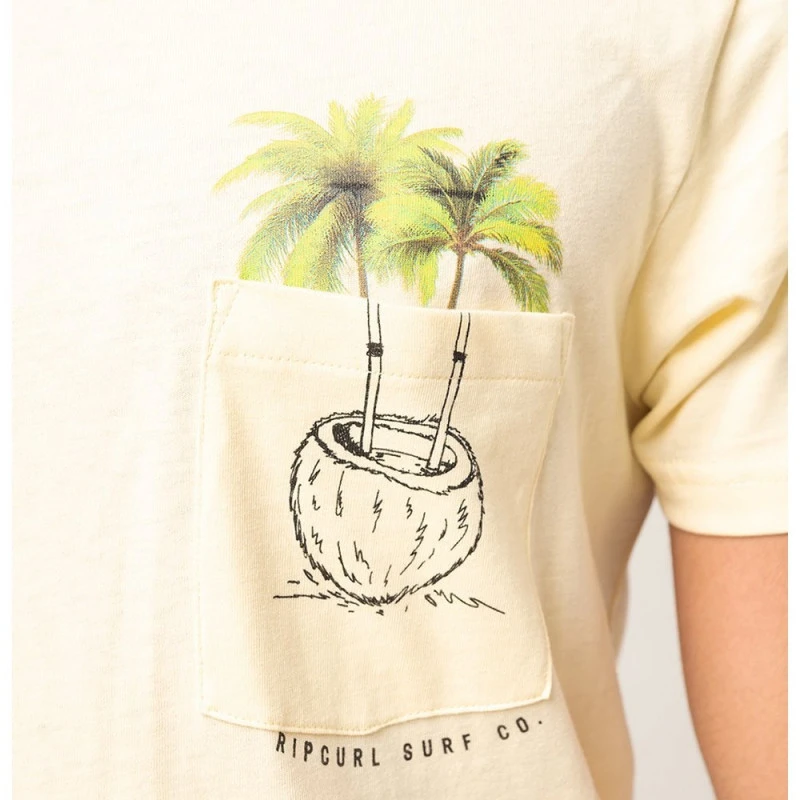 Rip Curl T-SHIRT RIPCURL IN DA POCKET TEE JAUNE CLAIR – Image 4